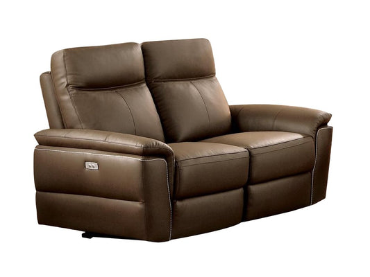 Homelegance Olympia Power Double Reclining Love Seat in Top Grain Leather - Raisin