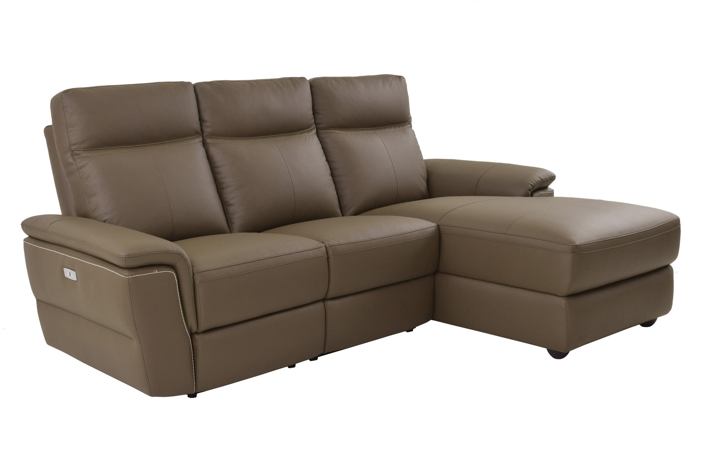 Homelegance Olympia 4PC Power Sectional Left Chaise, Console, Recliner Chair & Right Recliner Chair - Top Grain Leather Brown Taupe