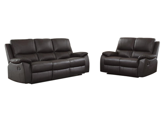 Homelegance Greeley 2PC Double Reclining Sofa & Love Seat in Brown Leather