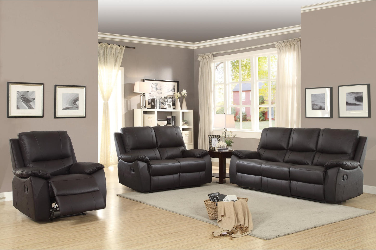 Homelegance Greeley Double Reclining Sofa in Brown Leather