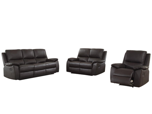 Homelegance Greeley 3PC Double Reclining Sofa, Love Seat & Recliner Chair in Brown Leather