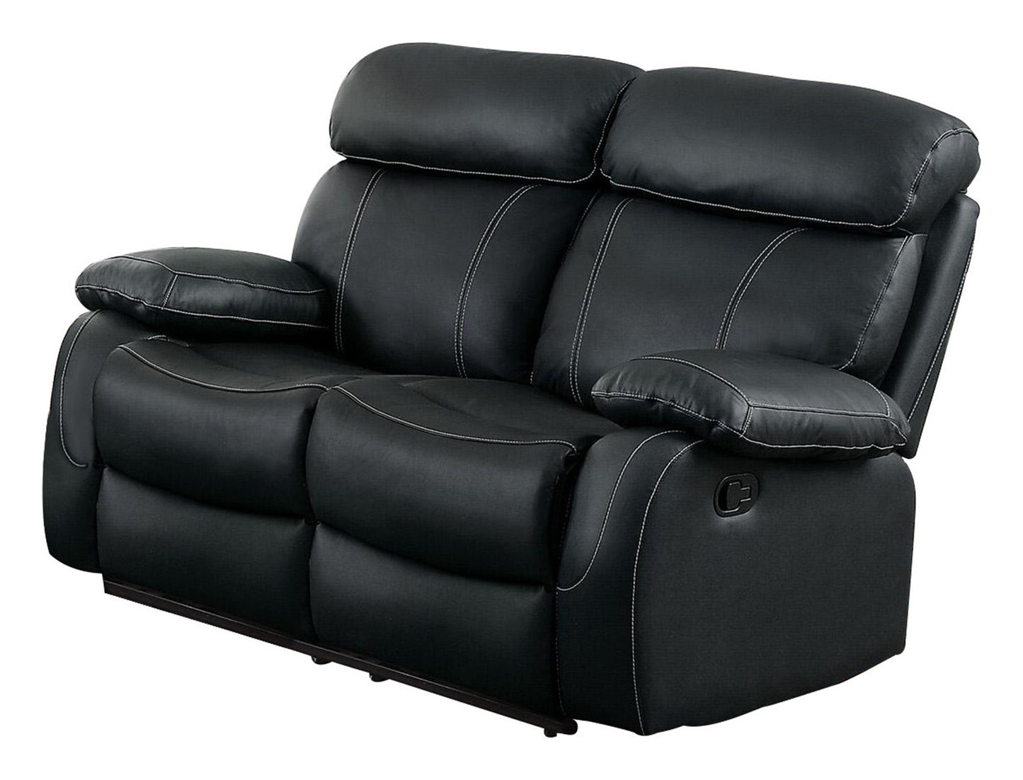 Homelegance Pendu 2PC Double Reclining Love Seat & Recliner Chair in Black Leather