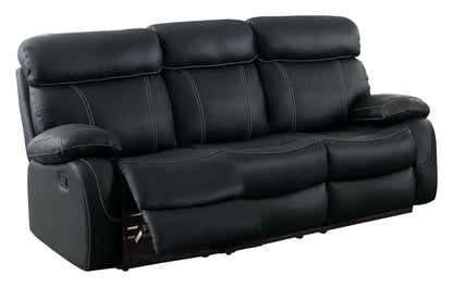 Homelegance Pendu 2PC Double Reclining Sofa & Love Seat in Black Leather