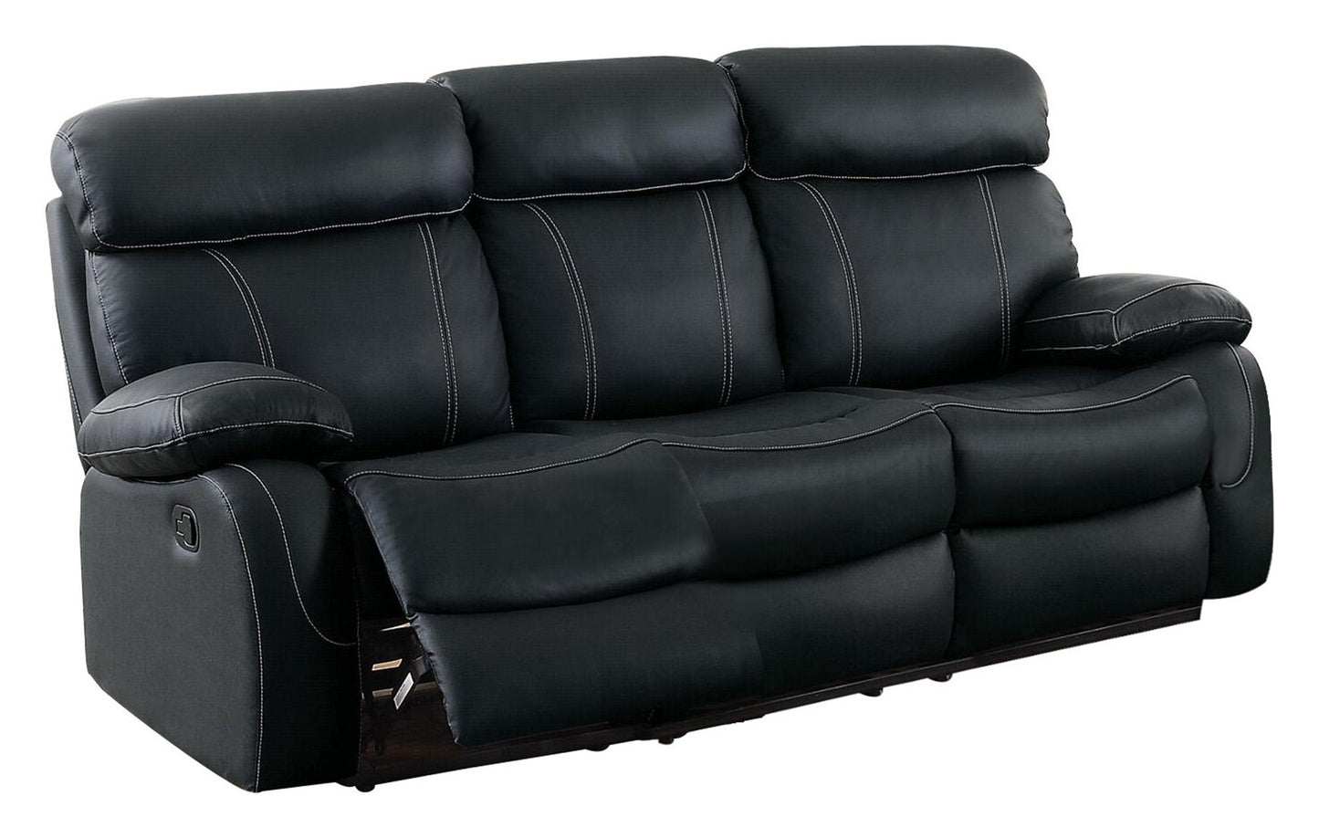 Homelegance Pendu 2PC Double Reclining Sofa & Recliner Chair in Black Leather