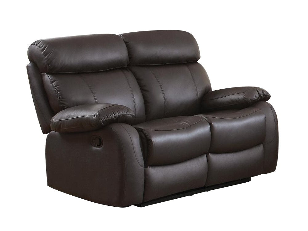 Homelegance Pendu 2PC Double Reclining Love Seat & Recliner Chair in Brown Leather
