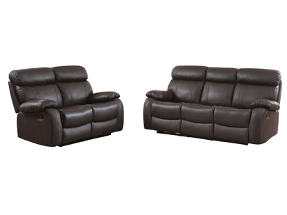 Homelegance Pendu 2PC Double Reclining Sofa & Love Seat in Brown Leather