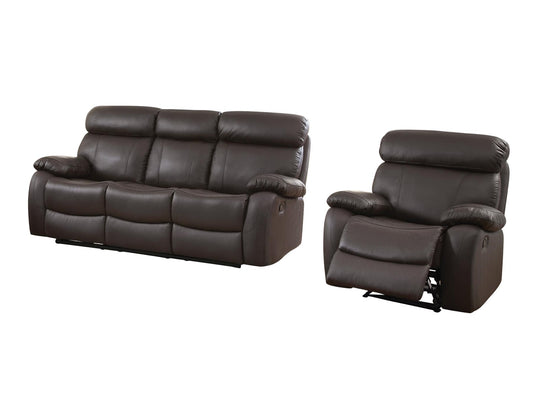 Homelegance Pendu 2PC Double Reclining Sofa & Recliner Chair in Brown Leather