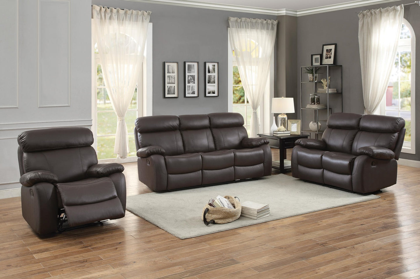 Homelegance Pendu Double Reclining Love Seat in Brown Leather