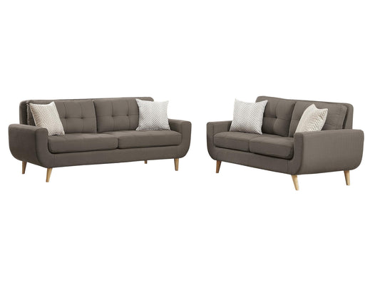 Homelegance Deryn 2PC Sofa & Love Seat in Grey Fabric