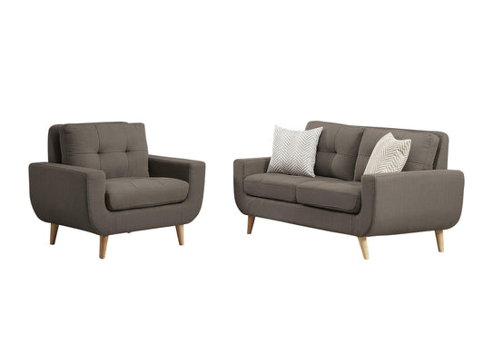 Homelegance Deryn 2PC Sofa & Chair in Grey Fabric