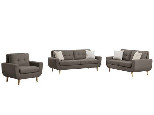 Homelegance Deryn 3PC Sofa, Love Seat & Chair in Grey Fabric