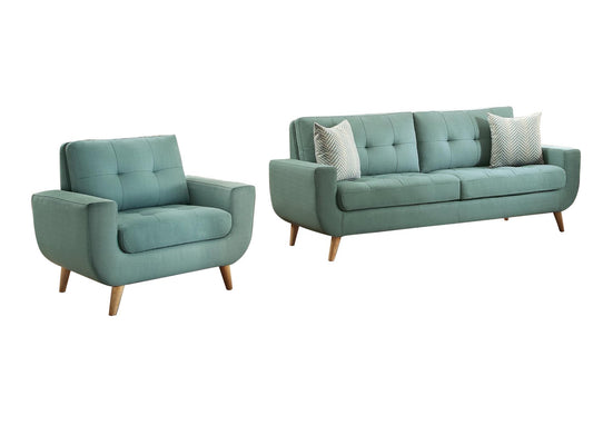 Homelegance Deryn 2PC Sofa & Chair in Teal Fabric