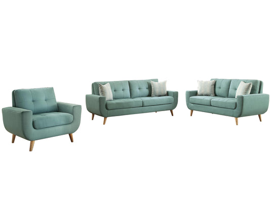 Homelegance Deryn 3PC Sofa, Love Seat & Chair in Teal Fabric