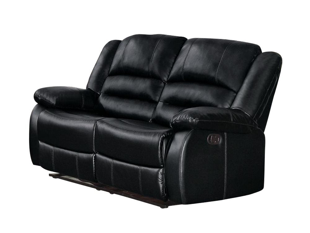 Homelegance Jarita 3PC Double Reclining Sofa, Love Seat & Recliner Chair in Black Leather