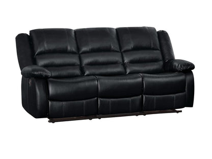 Homelegance Jarita 3PC Double Reclining Sofa, Love Seat & Recliner Chair in Black Leather