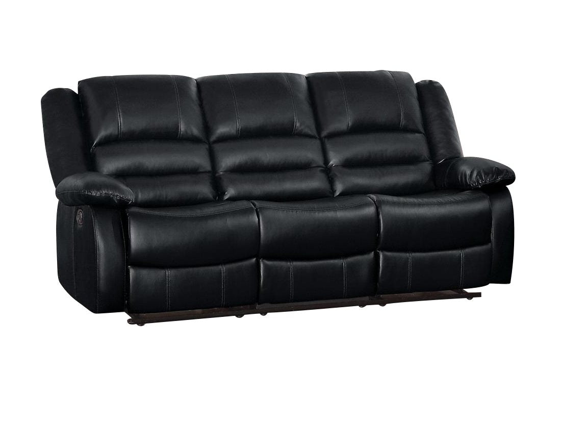 Homelegance Jarita Double Reclining Sofa in Black Leather