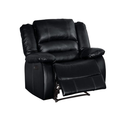 Homelegance Jarita 3PC Double Reclining Sofa, Love Seat & Recliner Chair in Black Leather