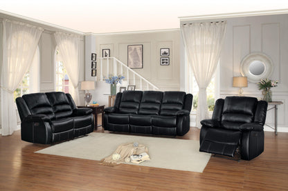 Homelegance Jarita 2PC Double Reclining Love Seat & Recliner Chair in Black Leather