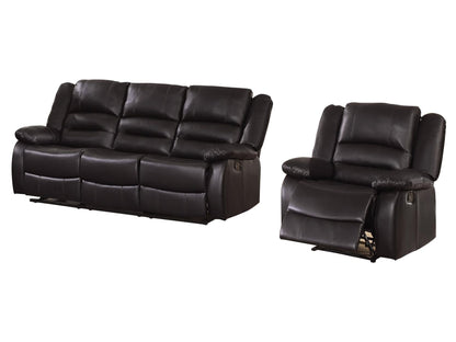 Homelegance Jarita 2PC Double Reclining Sofa & Recliner Chair in Brown Leather