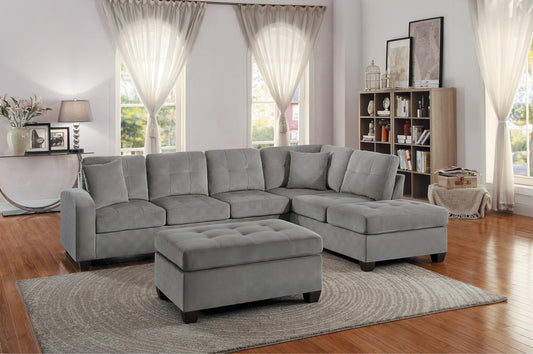 Homelegance Emilio 2PC Reversible Chaise Sectional in Taupe Fabric