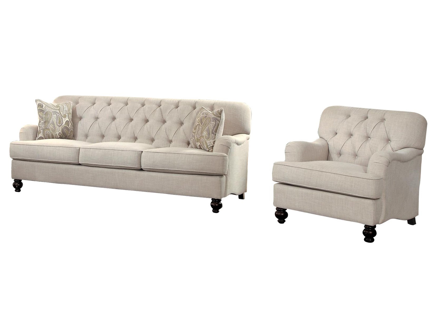 Homelegance Clemencia Park 2PC Sofa & Chair in Natural Fabric