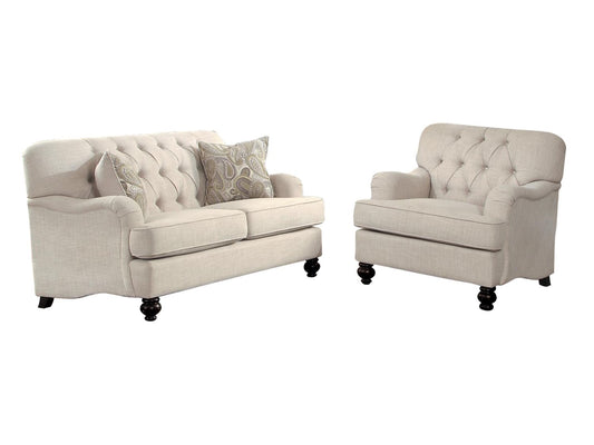 Homelegance Clemencia Park 2PC Love Seat & Chair in Natural Fabric