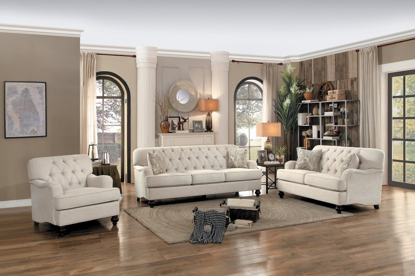 Homelegance Clemencia Park Sofa in Natural Fabric