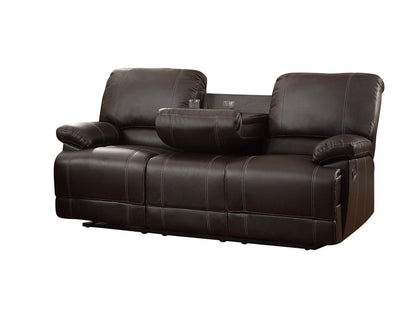 Homelegance Cassville 3PC Set Double Reclining Drop-Down Cup Holder Sofa, Love Seat & Chair in Dark Brown Leather