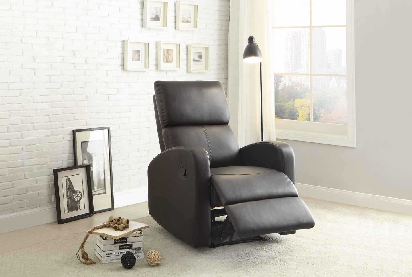 Homelegance Mendon Recliner Chair in Dark Brown Leather