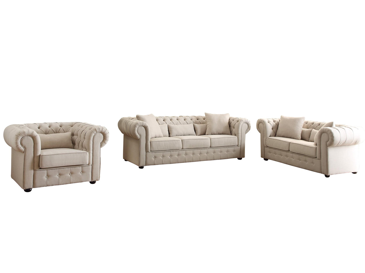Homelegance Savonburg Park 3PC Set Sofa, Love Seat & Chair in Natural Fabric