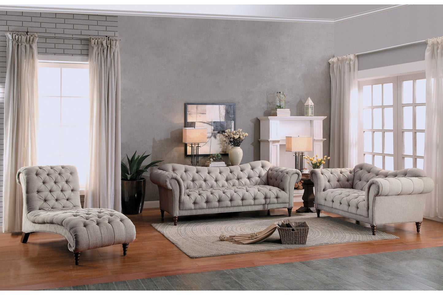 Homelegance St. Claire Park 3PC Set Sofa, Love Seat & Chair in Neutral Beige Fabric