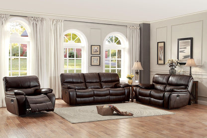 Homelegance All foam 3PC Power Double Reclining Sofa, Double Reclining Love Seat & Reclining Chair in Leather - Dark Brown