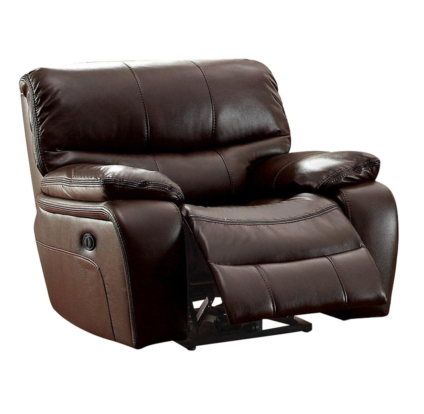 Homelegance All foam 3PC Double Reclining Sofa, Double Reclining Love Seat & Glider Reclining Chair in Leather - Dark Brown
