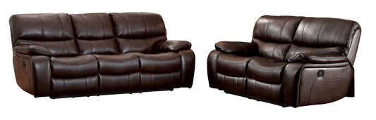 Homelegance All foam 2PC Double Reclining Sofa & Double Reclining Love Seat in Leather - Dark Brown