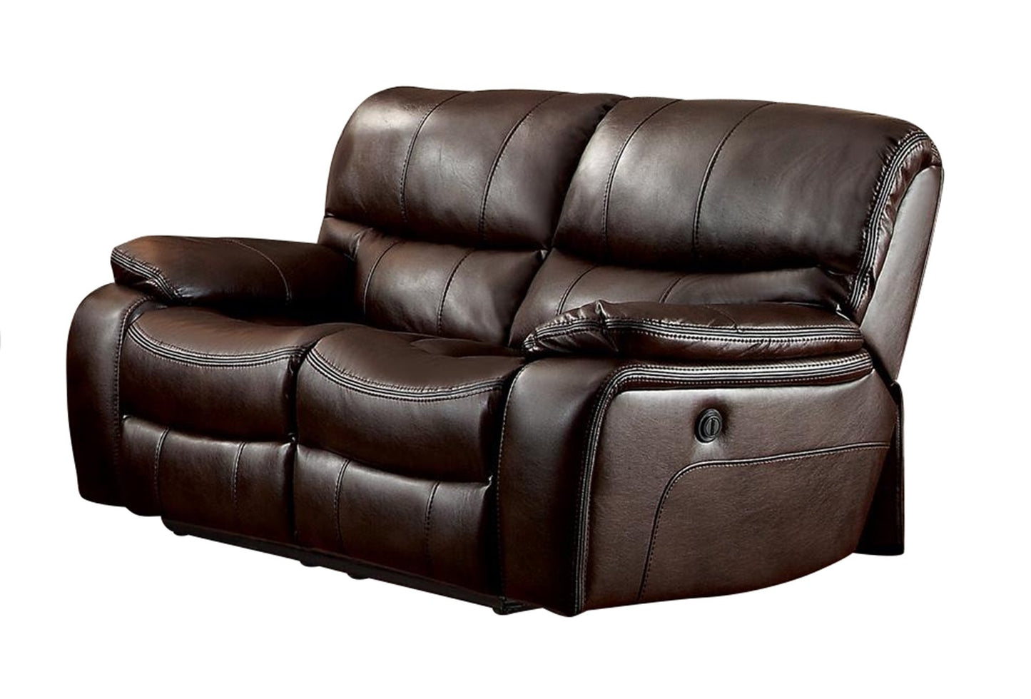 Homelegance All foam 3PC Double Reclining Sofa, Double Reclining Love Seat & Glider Reclining Chair in Leather - Dark Brown