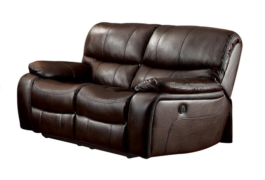 Homelegance All foam Double Reclining Love Seat in Leather - Dark Brown