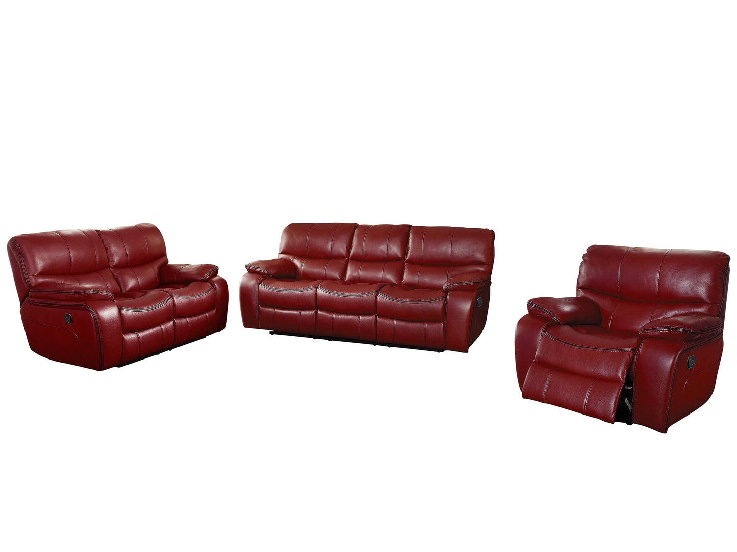 Homelegance Pecos 4PC Sectional Reclining Console Love Seat, Corner, Recliner Chair & Reclining Love Seat in Red Leather
