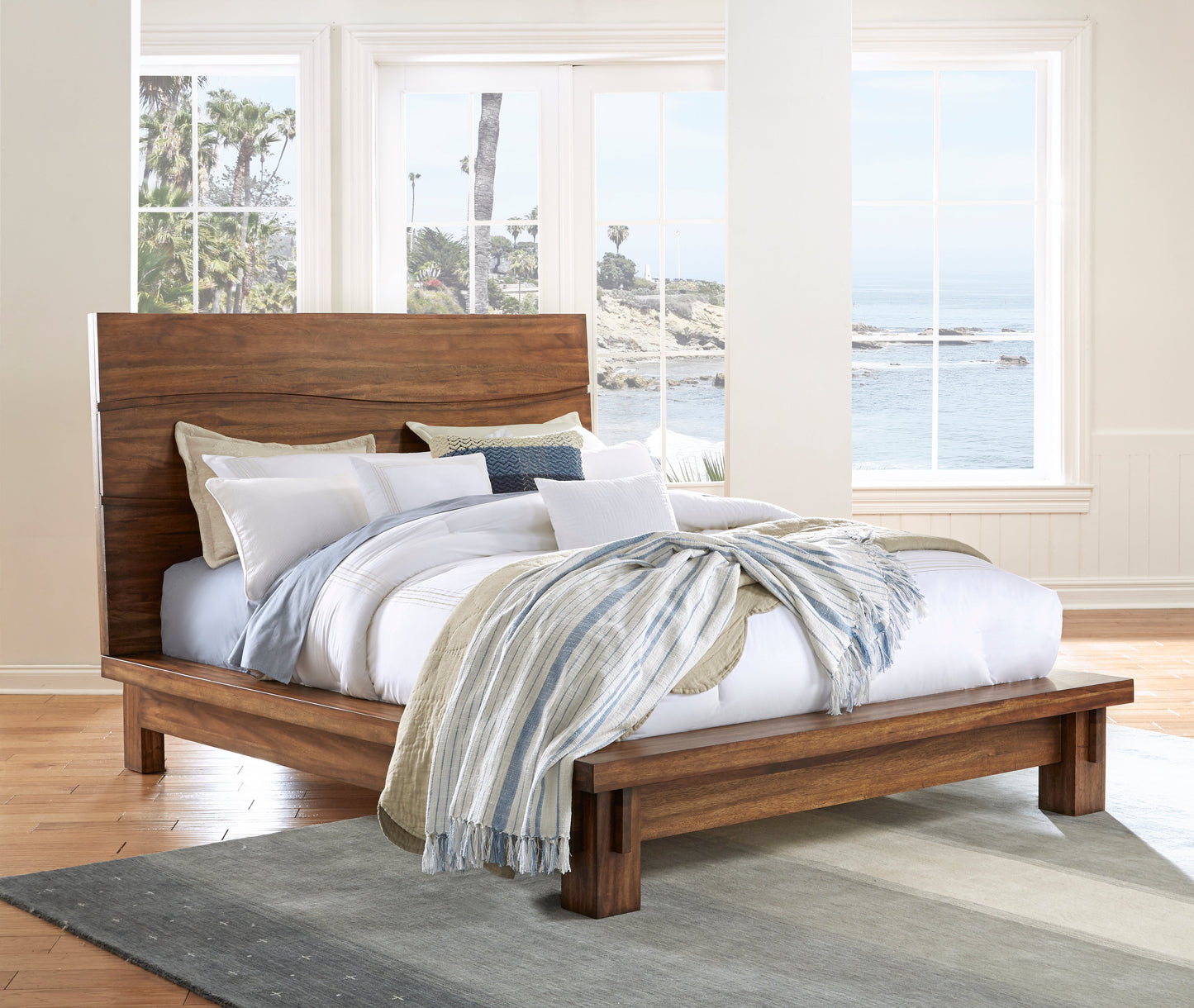 Modus Ocean E King Platform Bed in Natural Sengon