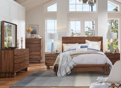 Modus Ocean 5PC Full Platform Bedroom Set w Chest in Natural Sengon