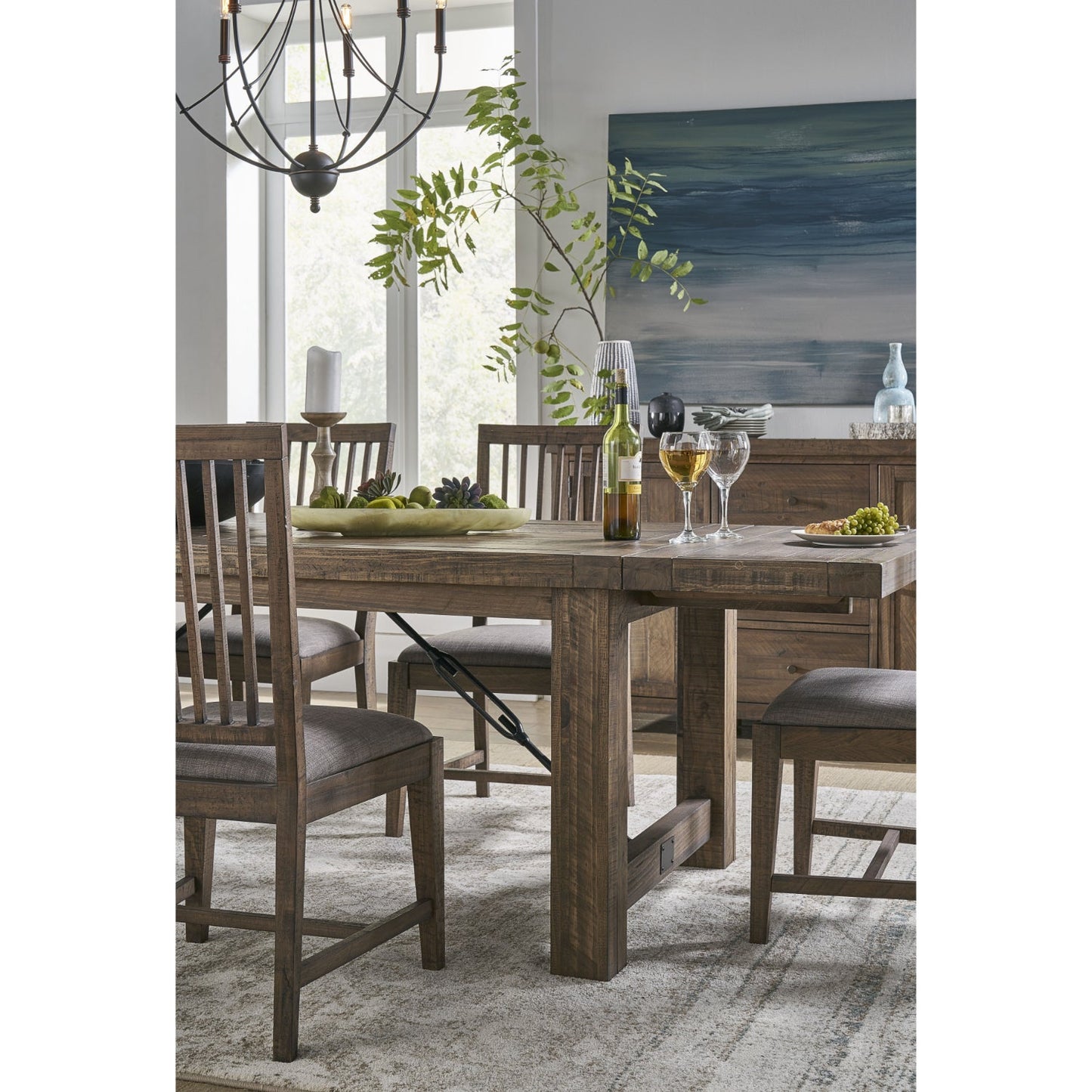 Modus Autumn 5 PC Extending Dining Set w 4 Chairs in Flint Oak