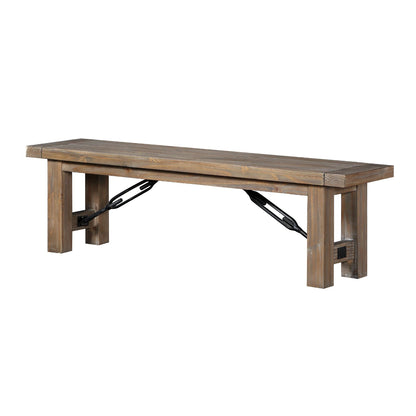 Modus Autumn 6 PC Extending Dining Table Set w Bench in Flint Oak