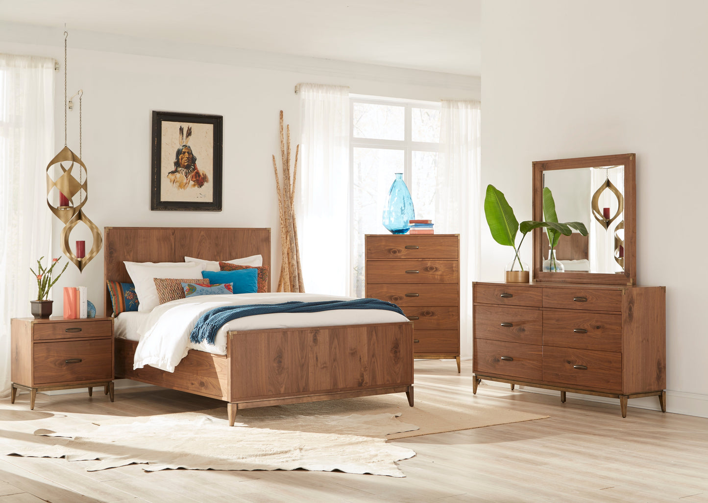 Modus Adler 5PC Queen Bedroom Set with Chest in Natural Walnut