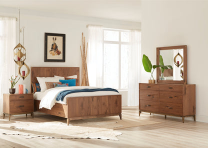 Modus Adler 5PC E King Bedroom Set with 2 Nightstand in Natural Walnut