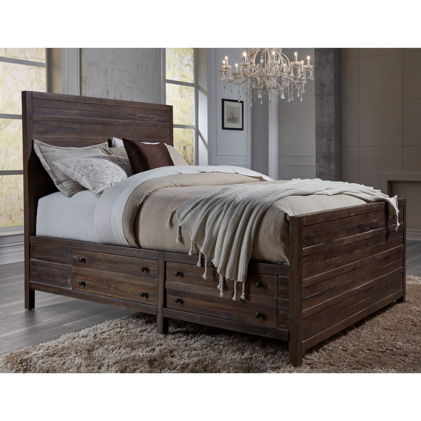 Modus Townsend Cal King Solid Wood Storage Bed in Java