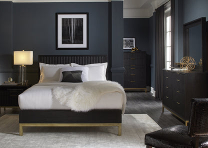 Modus Kentfield 5PC Queen Bedroom Set with 2 Nightstand in Black Drifted Oak