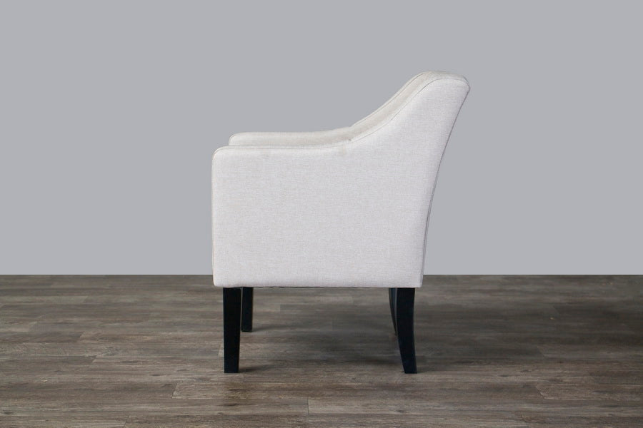 Contemporary Button Tufted Club Chair in Beige Fabric - The Furniture Space.
