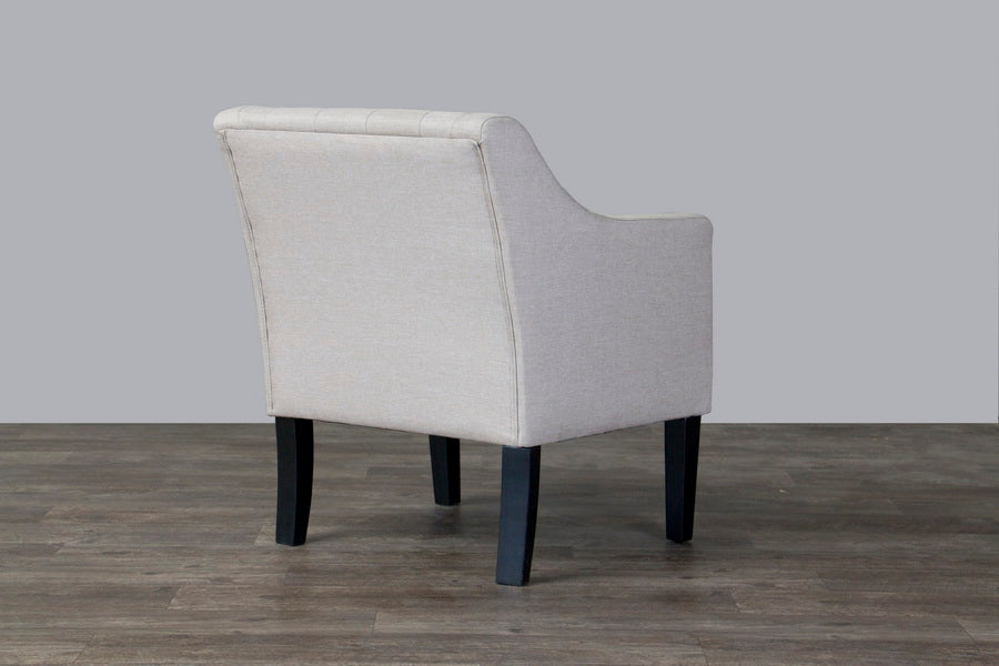 Contemporary Button Tufted Club Chair in Beige Fabric - The Furniture Space.