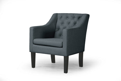 Contemporary Button Tufted Club Chair in Grey Fabric - The Furniture Space.