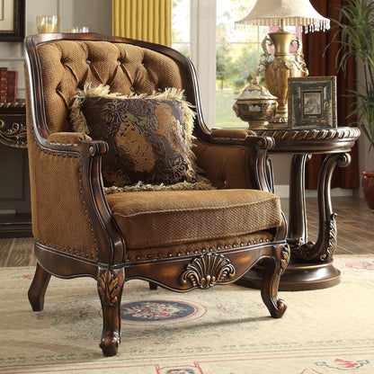 Fabric 3 PC Sofa Set in Rustic Brown Finish 9344-SSET3 European Traditional Victorian