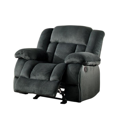 Homelegance Laurelton 3PC Double Reclining Sofa, Double Glider Reclining Love Seat with Center Console & Glider Reclining Chair in Microfiber - Charcoal